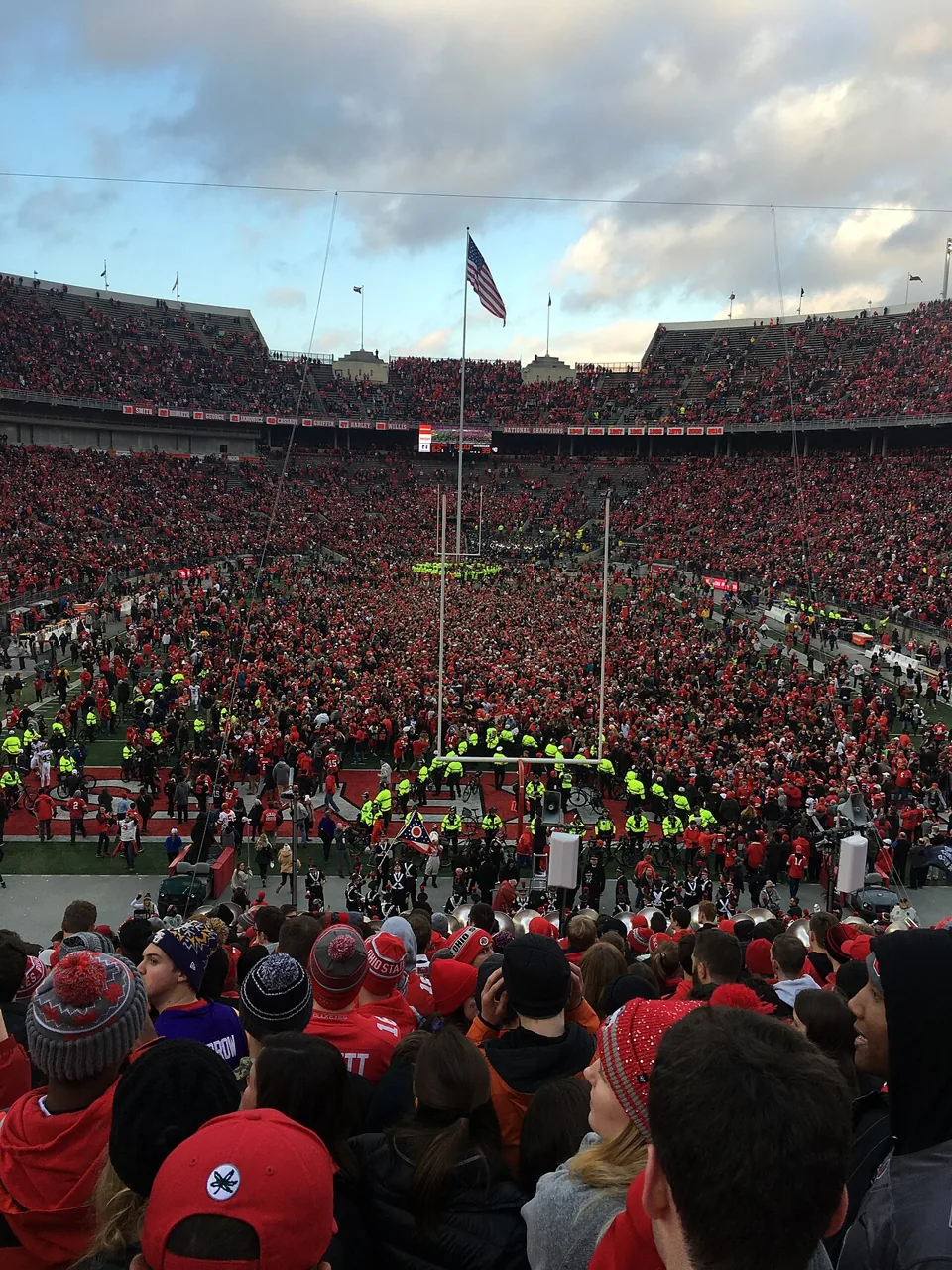 Fans on the Ohio Stadium field following the 2018 Ohio State–Michigan game