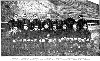 Historical Notre Dame football team photograph from the classic era