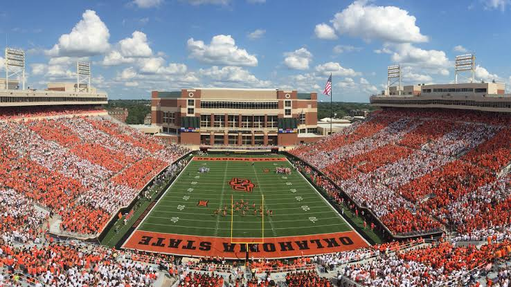 Boone Pickens Stadium in Stillwater packed with thousands of supporters in orange
