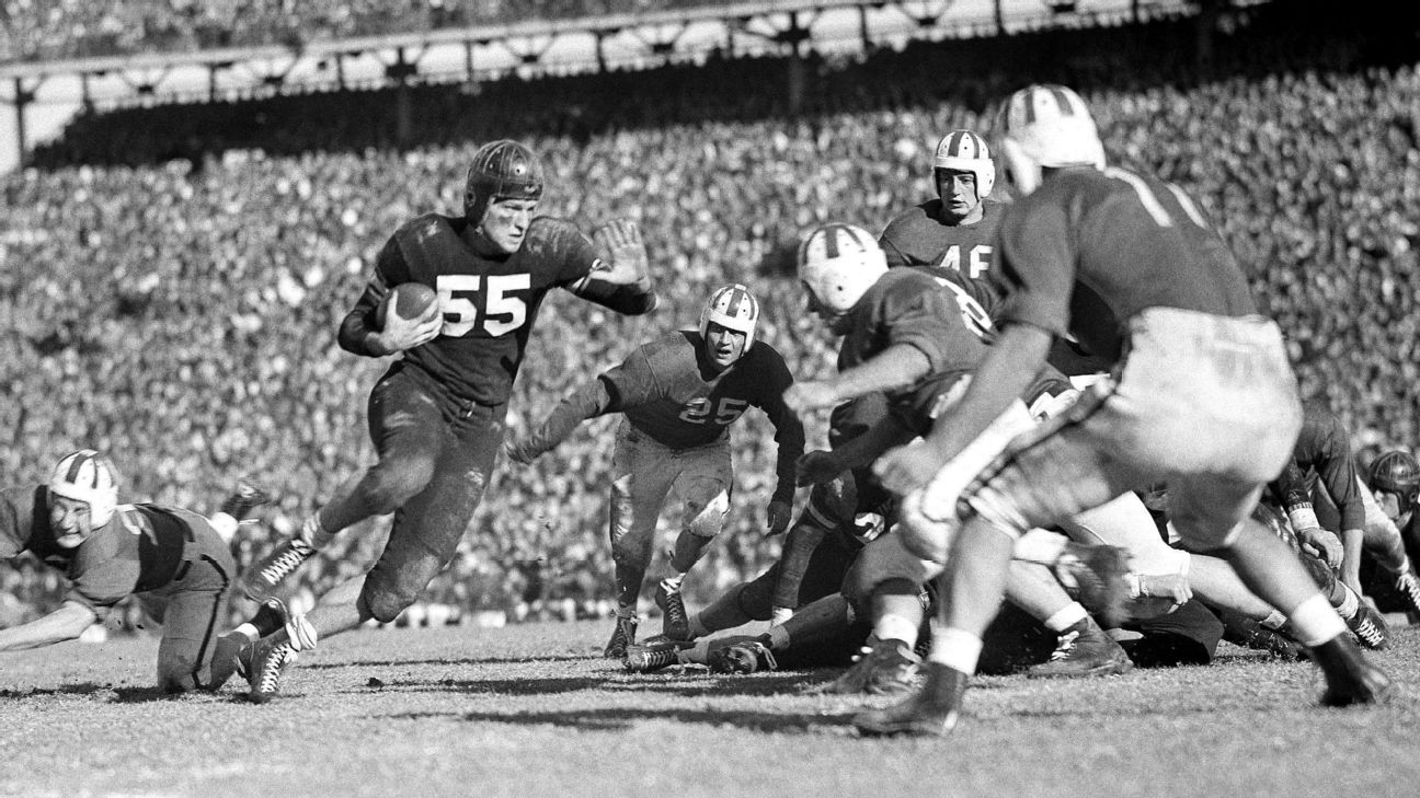 Vintage Oklahoma State football game action photograph