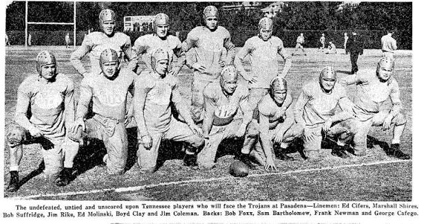 Historical Tennessee football team photograph from the 1950s era